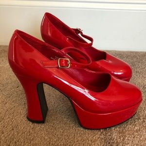 RED PLATFORM HEELS